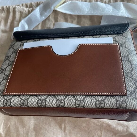 Gucci Tri Color Padlock Supreme Shoulder Bag Leather Handbag Gold Black Brown NW - Picture 4 of 10